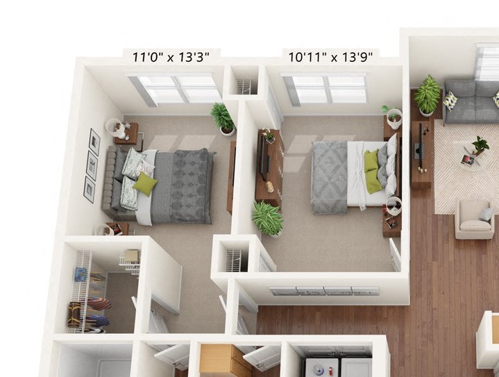 Three Bedroom - B Floor Plan Three Bedroom - B Floor Plan at Bren Road Station 55+ Apartments, Minnetonka, MN, 55343